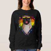 Niedlicher Mops Rainbow Heart Gay Pride Lgbt Dog Sweatshirt (Vorderseite)