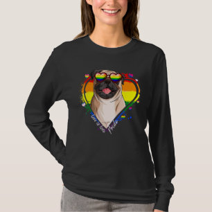 Niedlicher Mops Rainbow Heart Gay Pride Lgbt Dog T-Shirt