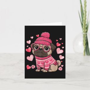 Niedlicher Mops Red Hearts Paare Happy Valentines  Karte
