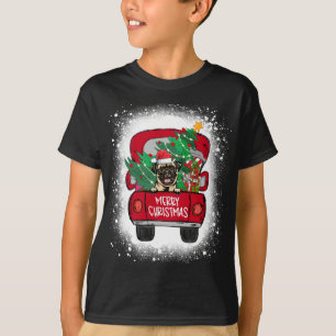 Niedlicher Mops Red Truck Frohe Weihnachten geblei T-Shirt