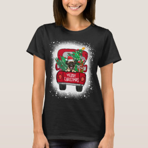 Niedlicher Mops Red Truck Frohe Weihnachten geblei T-Shirt