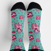 Niedlicher Mops Regenbogen Cupcake Retro Muster Do Socken (Oben)