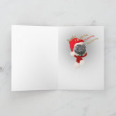 Niedlicher Mops Santa Cards Feiertagskarte (Innenseite)