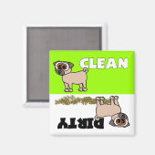 Niedlicher Mops sauber / Geschirrspülmaschine Magn Magnet (Vorderseite/Rückseite)
