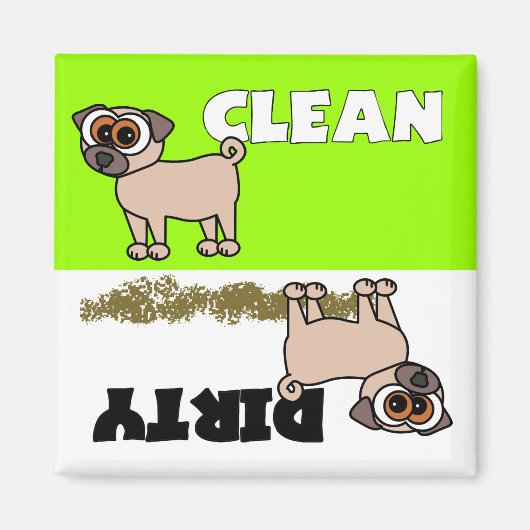 Niedlicher Mops sauber / Geschirrspülmaschine Magn Magnet (Vorne)