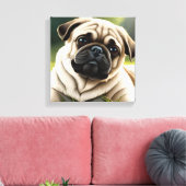Niedlicher Mops Stretched Canvas Print Leinwanddruck (Insitu (Wohnzimmer))