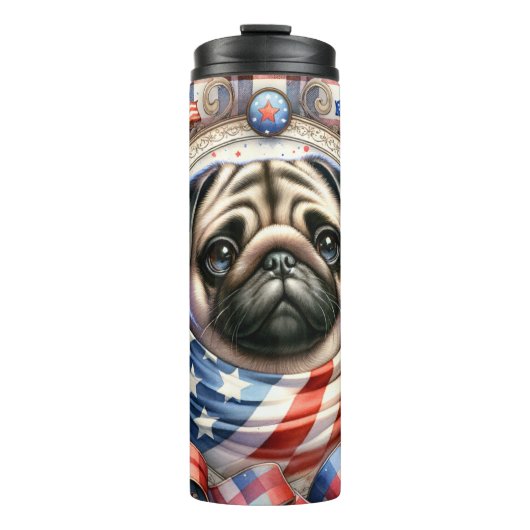 Niedlicher Mops Thermosbecher (Vorderseite)