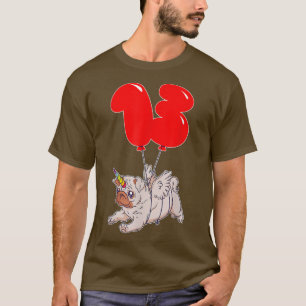 Niedlicher Mops Unicorn13. GeburtstagKinder Ballon T-Shirt