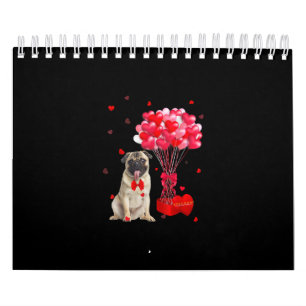 Niedlicher Mops Valentinstag Herzchen Kalender