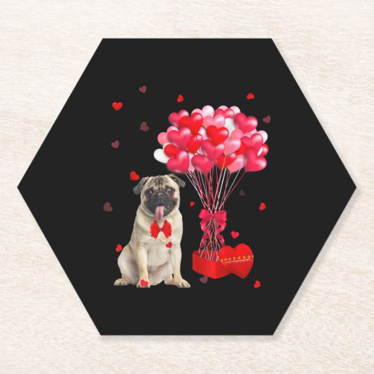 Niedlicher Mops Valentinstag Herzchen Lover Untersetzer (Vorderseite)