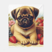 Niedlicher Mops Vintage Malerei Fleecedecke (Vorderseite)