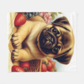 Niedlicher Mops Vintage Malerei Fleecedecke (Vorderseite (Horizontal))
