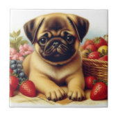 Niedlicher Mops Vintage Malerei Fliese (Vorderseite)