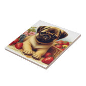 Niedlicher Mops Vintage Malerei Fliese (Seite)