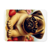 Niedlicher Mops Vintage Malerei Magnet (Horizontal)