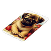 Niedlicher Mops Vintage Malerei Magnet (Linke Seite)