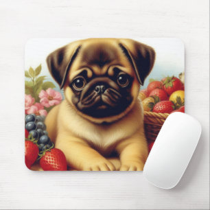 Niedlicher Mops Vintage Malerei Mousepad