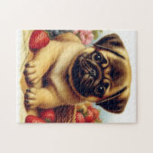 Niedlicher Mops Vintage Malerei Puzzle (Horizontal)