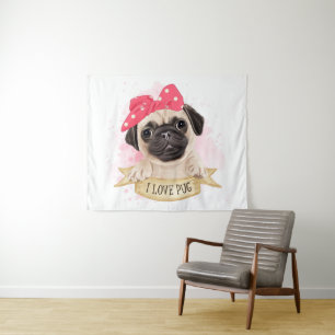 Niedlicher Mops Wandteppich