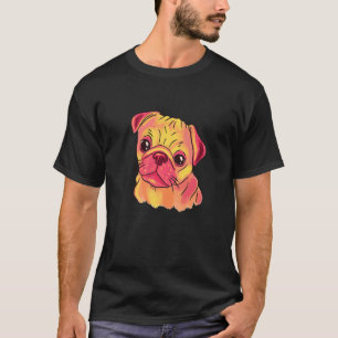 Niedlicher Mops Wasserfarbe für Hunde Farbiger Pop T-Shirt