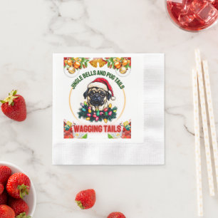 Niedlicher Mops Weihnachten Serviette