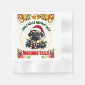 Niedlicher Mops Weihnachten Serviette (Vorderseite)