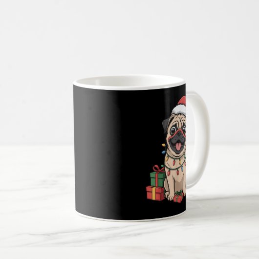 Niedlicher Mops Weihnachten Weihnachten Design Fun Kaffeetasse (VorderseiteRechts)