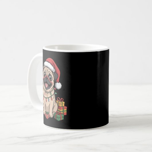 Niedlicher Mops Weihnachten Weihnachten Design Fun Kaffeetasse (Vorderseite Links)