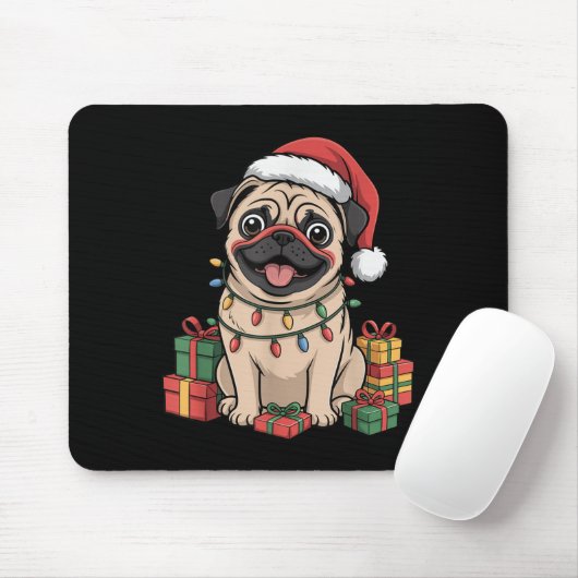 Niedlicher Mops Weihnachten Weihnachten Design Fun Mousepad (Mit Mouse)