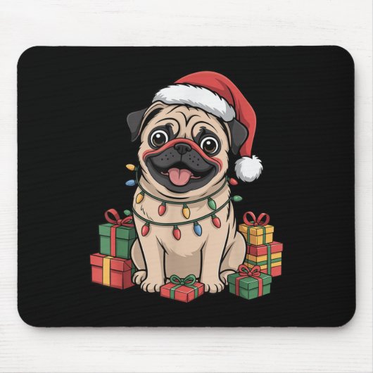 Niedlicher Mops Weihnachten Weihnachten Design Fun Mousepad (Vorne)