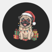Niedlicher Mops Weihnachten Weihnachten Design Fun Runder Aufkleber (Vorderseite)