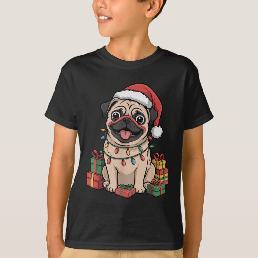 Niedlicher Mops Weihnachten Weihnachten Design Fun T-Shirt (Vorderseite)