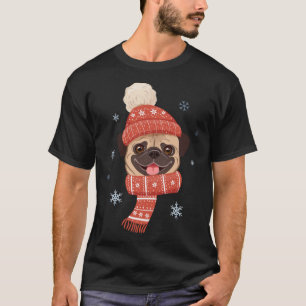 Niedlicher Mops Weihnachten Winterurlaub T-Shirt