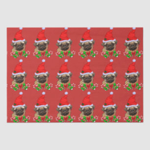 Niedlicher Mops Weihnachtsmannmütze Weihnachten Seidenpapier