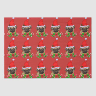 Niedlicher Mops Weihnachtsmannmütze Weihnachten Seidenpapier