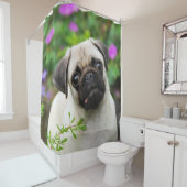Niedlicher Mops Welpe, Badewanne Duschvorhang (Beispiel)