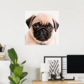 Niedlicher Mops Welpe Dog Portrait Poster (Heimbüro)