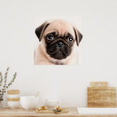 Niedlicher Mops Welpe Dog Portrait Poster (Küche)