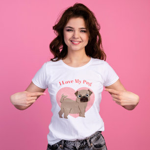 Niedlicher Mops Welpe "I Liebe My Mops" T-Shirt