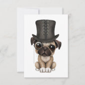 Niedlicher Mops Welpe mit Monocle und Top Hat (Vorderseite)