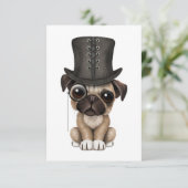 Niedlicher Mops Welpe mit Monocle und Top Hat (Stehend Vorderseite)