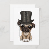 Niedlicher Mops Welpe mit Monocle und Top Hat (Vorne/Hinten)