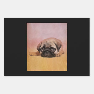 Niedlicher Mops Welpe   Mops Dog Lovers Gift Geschenkpapier Set
