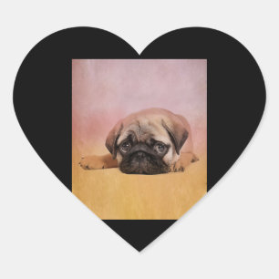 Niedlicher Mops Welpe Mops Dog Lovers Gift Herz-Aufkleber