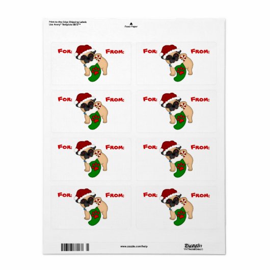 Niedlicher Mops Welpe Weihnachtsgeschenk Tag (Vorne)