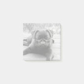 Niedlicher Mops Welpenhund Lover Schwarz-Weiß-Foto Post-it Klebezettel (Vorderseite)