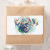 Niedlicher Mops Welpenwasserfarbe Spritzer malen (Insitu)