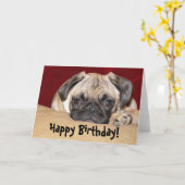 Niedlicher Mops Welppy Birthday Wish Karte (Gelbe Blume)