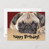 Niedlicher Mops Welppy Birthday Wish Postkarte (Vorne/Hinten)