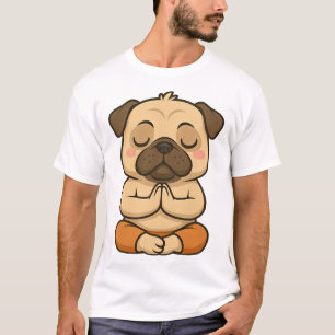 Niedlicher Mops Yoga Meditation Entspannung Cartoo T-Shirt